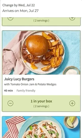 Users have a choice of 40+ recipes every week